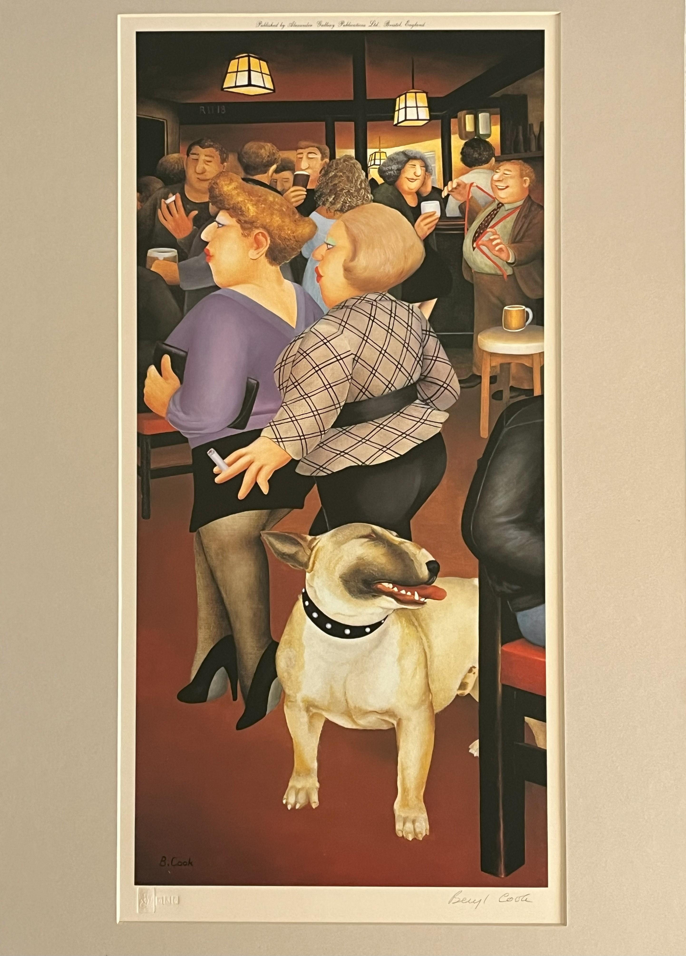 Beryl Cook Signed Lithograph, Limited Edition Number 310/850 published 1989    'Dog in the Dolphin' 