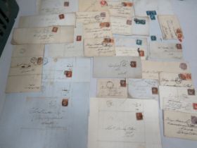 Very Interesting Victorian Letters & Documents with Victorian stamps affixed such as Twopenny Blues,