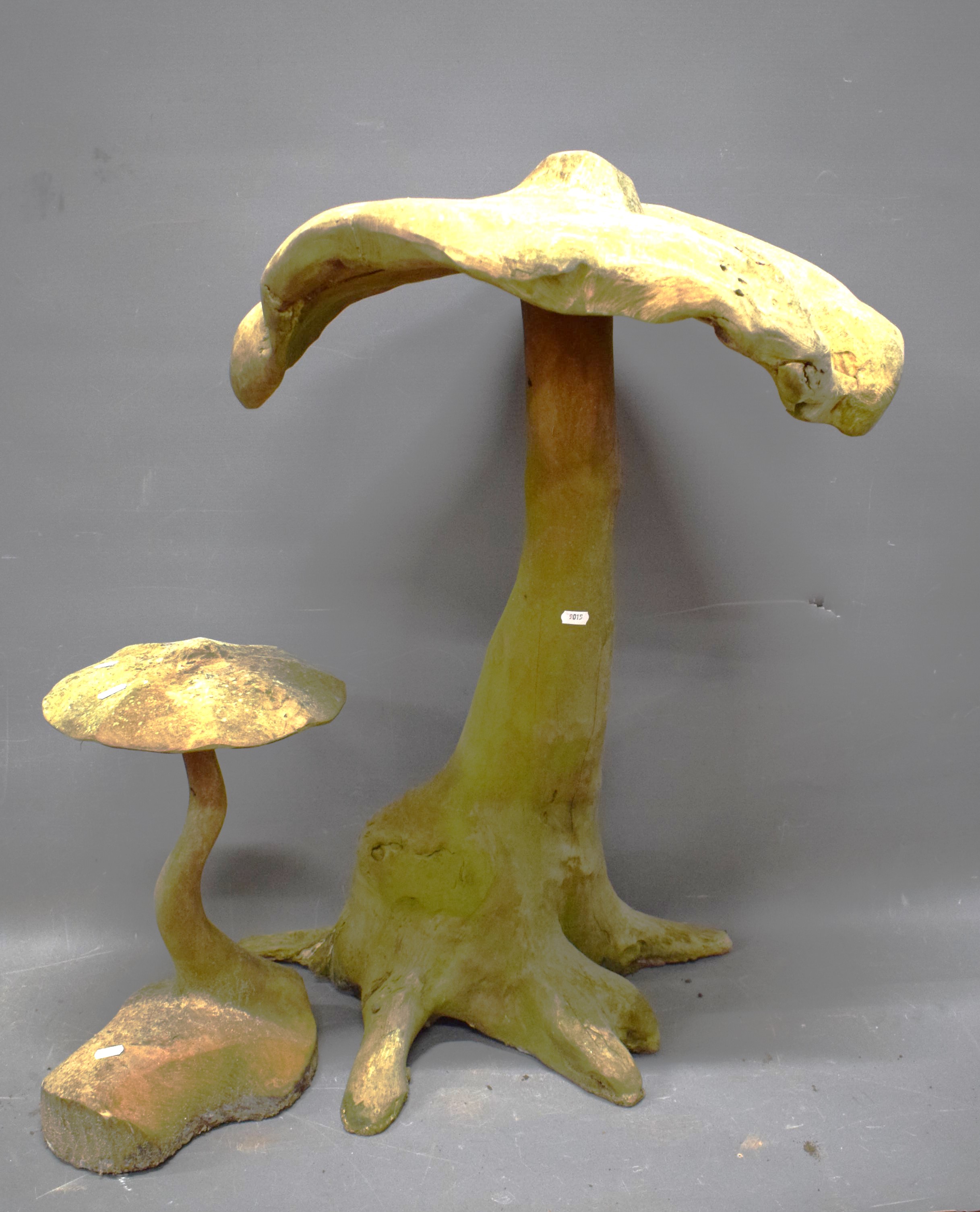 Garden Art as two pieces of Driftwood in the form of Mushrooms.  Both in good order.  Tallest approx - Image 2 of 2