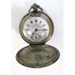 .800 Silver Gents Vintage Full Hunter Pocket Watch Key-wind WORKING      404849