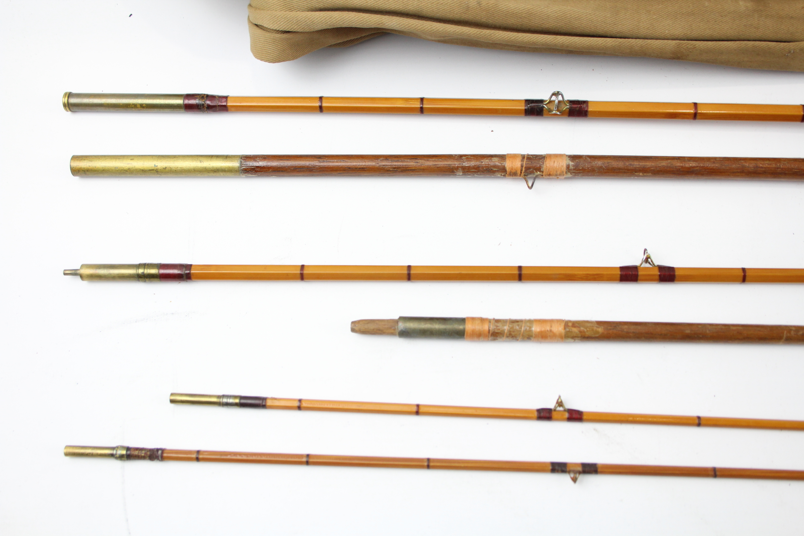 2 Vintage three pieces fishing rods, Split cane and wooden. - Image 5 of 7