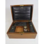 Vintage rosewood ladies vanity box with brass inlay 12" long, 9" deep and 5.5" tall.