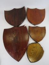5 Wooden shields the largest measures 15.5" by 12".