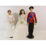 3 Danbury Mint Porcelain dolls of Prince William, Princess Kate and Megan all come with boxes.