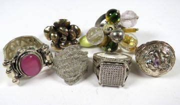 Six, 925 Sterling Silver Rings. See photos.