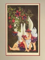 Beryl Cook Signed Lithograph, Limited Edition Number 245/650 published 1984 'Fuchsia Fairies Unf