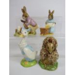 4 Beswick Beatrix potter figurines, the tallest stands approx 9.5cm.