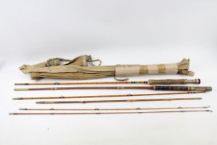 2 Vintage three pieces fishing rods, Split cane and wooden.