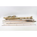 2 Vintage three pieces fishing rods, Split cane and wooden.