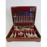 79 Piece Oneida cutlery set in wooden case.