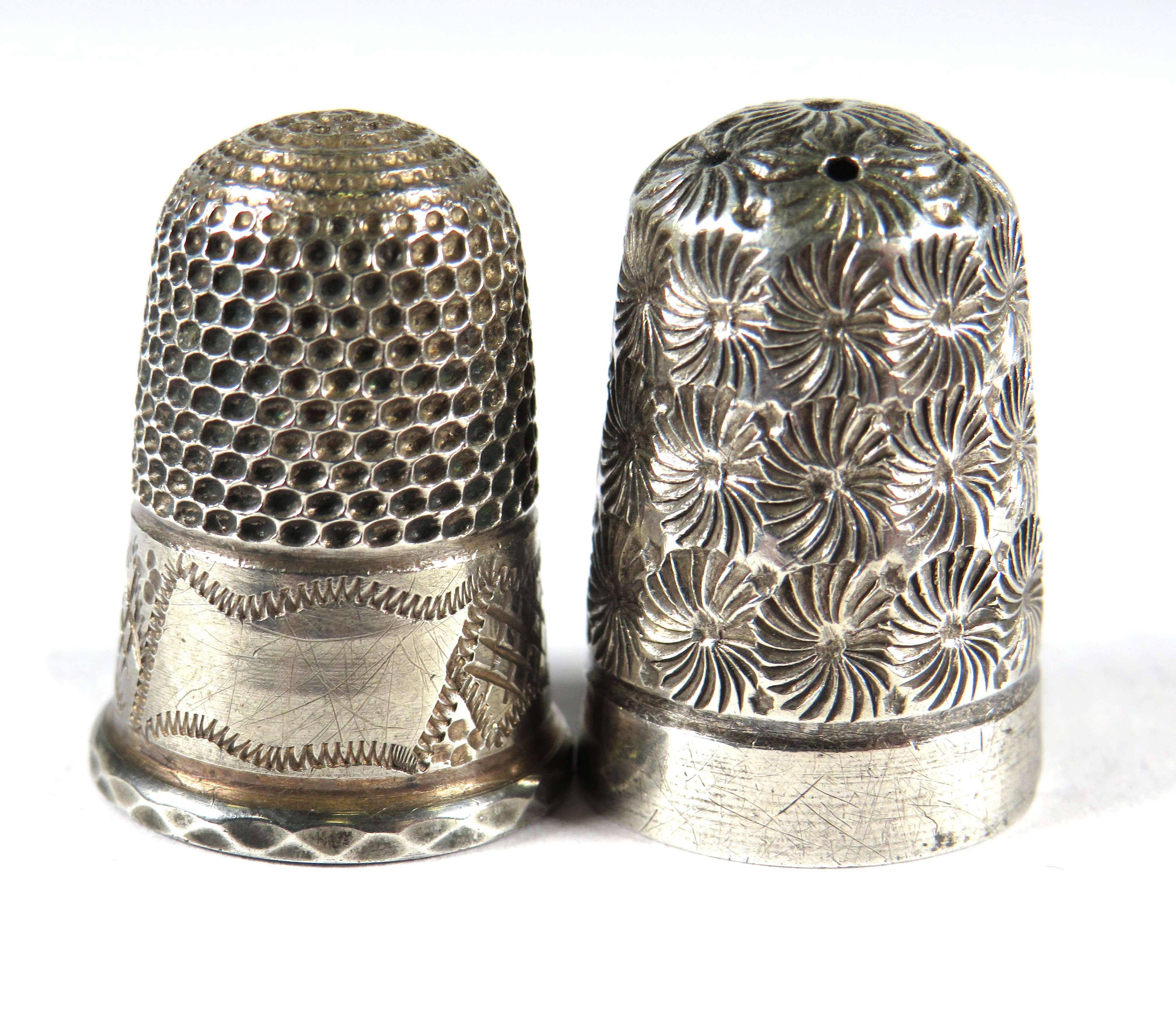 Two Hallmarked Chester hallmarked  Charles Horner Thimbles approx 1913. see photos.  - Image 2 of 2