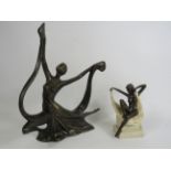 2 Art deco style sculptures, the tallest been 38cm and 38cm long.
