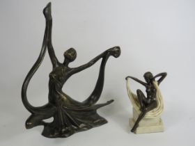 2 Art deco style sculptures, the tallest been 38cm and 38cm long.