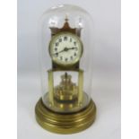 Gustav Becker Brass based Anniversary Clock under a Glass dome. Running order but no key present.