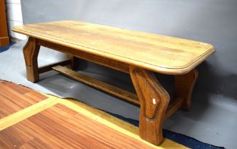 Solid Oak Coffee Table of larger proportions with interesting design to legs.
