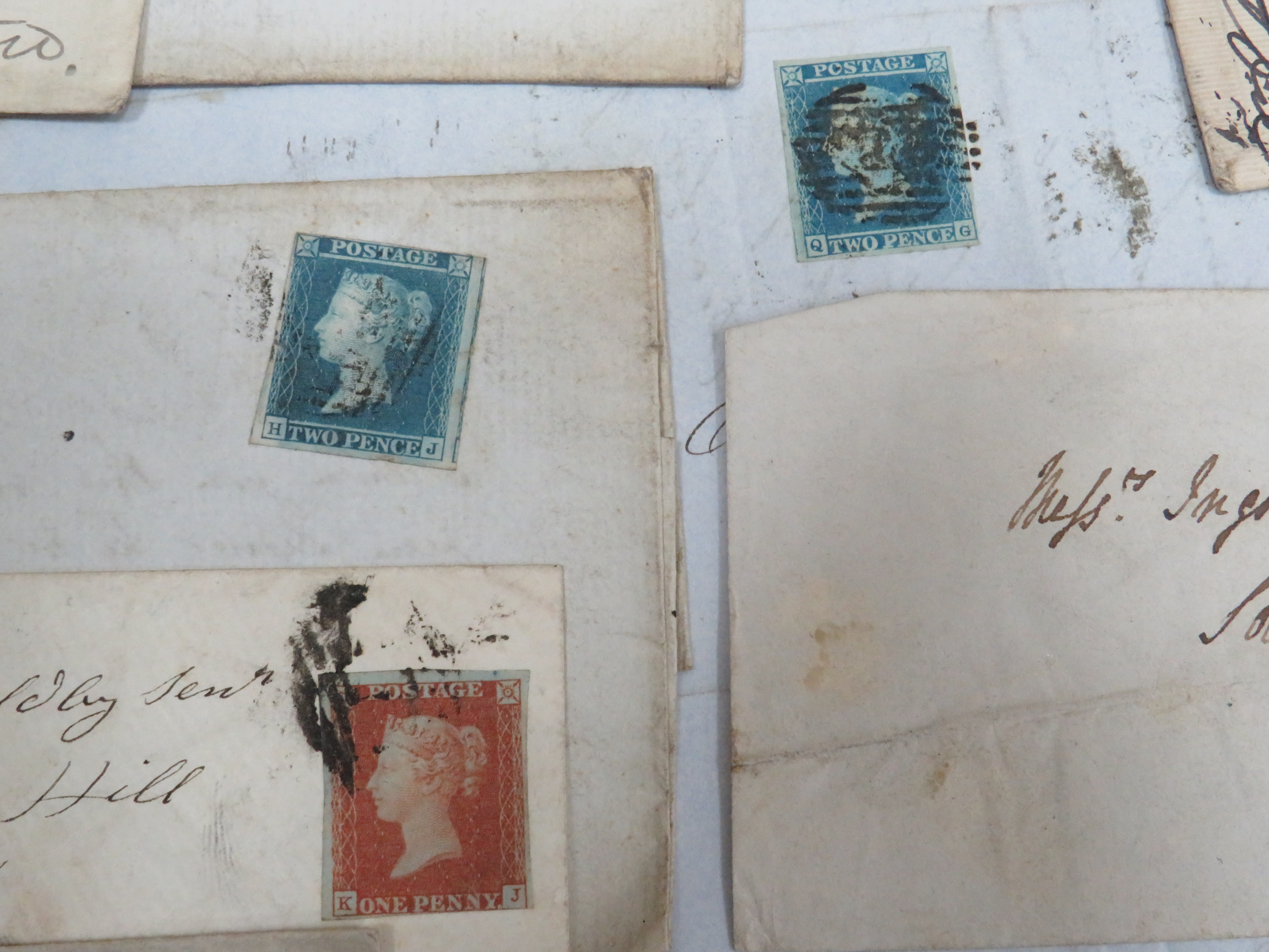 Very Interesting Victorian Letters & Documents with Victorian stamps affixed such as Twopenny Blues, - Image 3 of 5