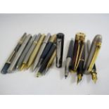 Mixed pen and pencil lot including a Waterman Fountain pen and a Rolled gold Parker pencil.