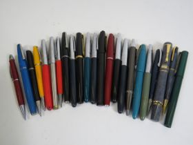 16 Platignum fountain pens, plus some ball points and pencils.