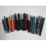 16 Platignum fountain pens, plus some ball points and pencils.