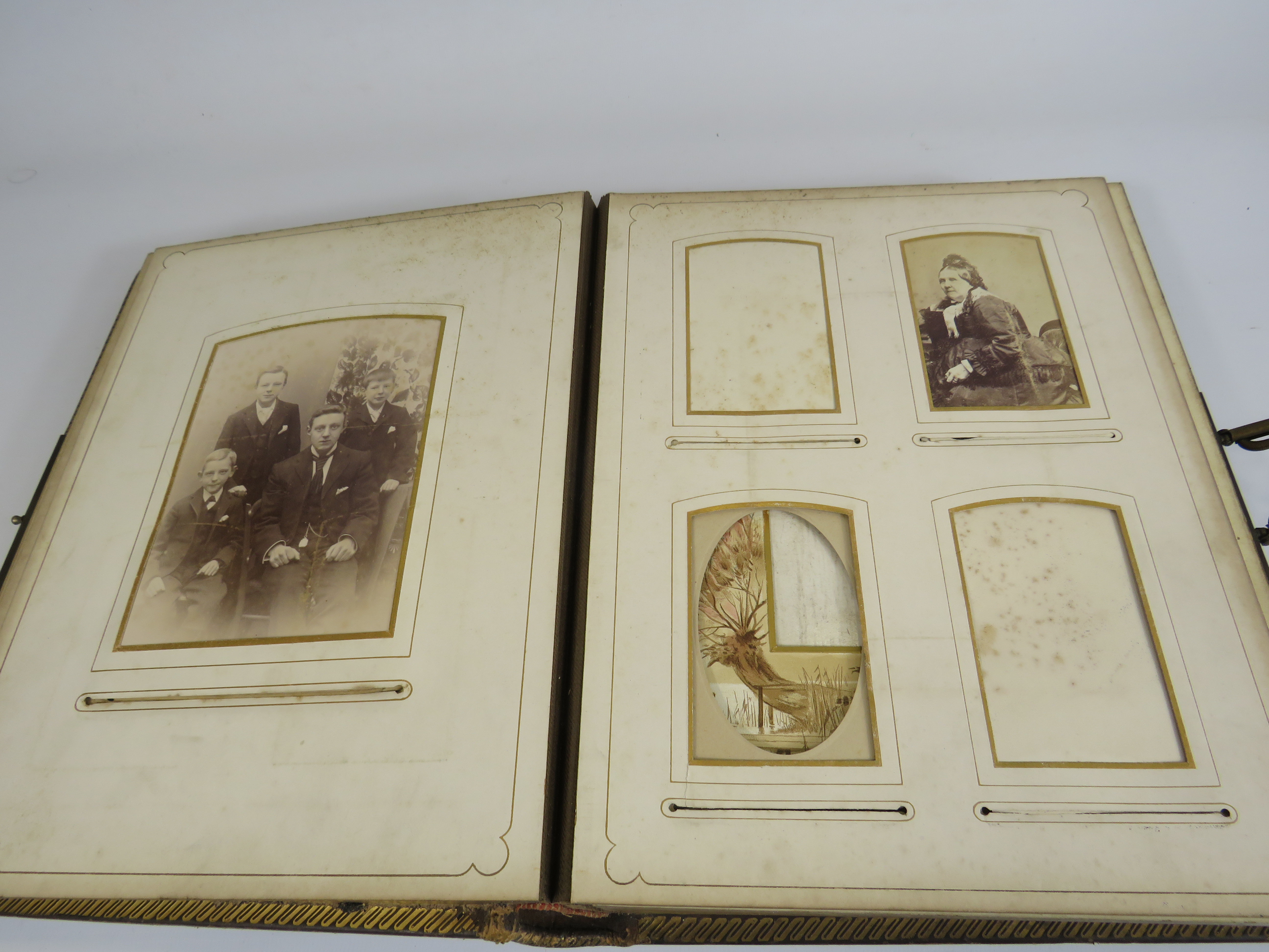 Antique leather photo album and a selection of antique photos, - Image 6 of 12
