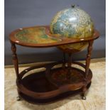 Antique style drinks globe trolly 36" tall, 31" long and 20" wide (requires repair to front leg).