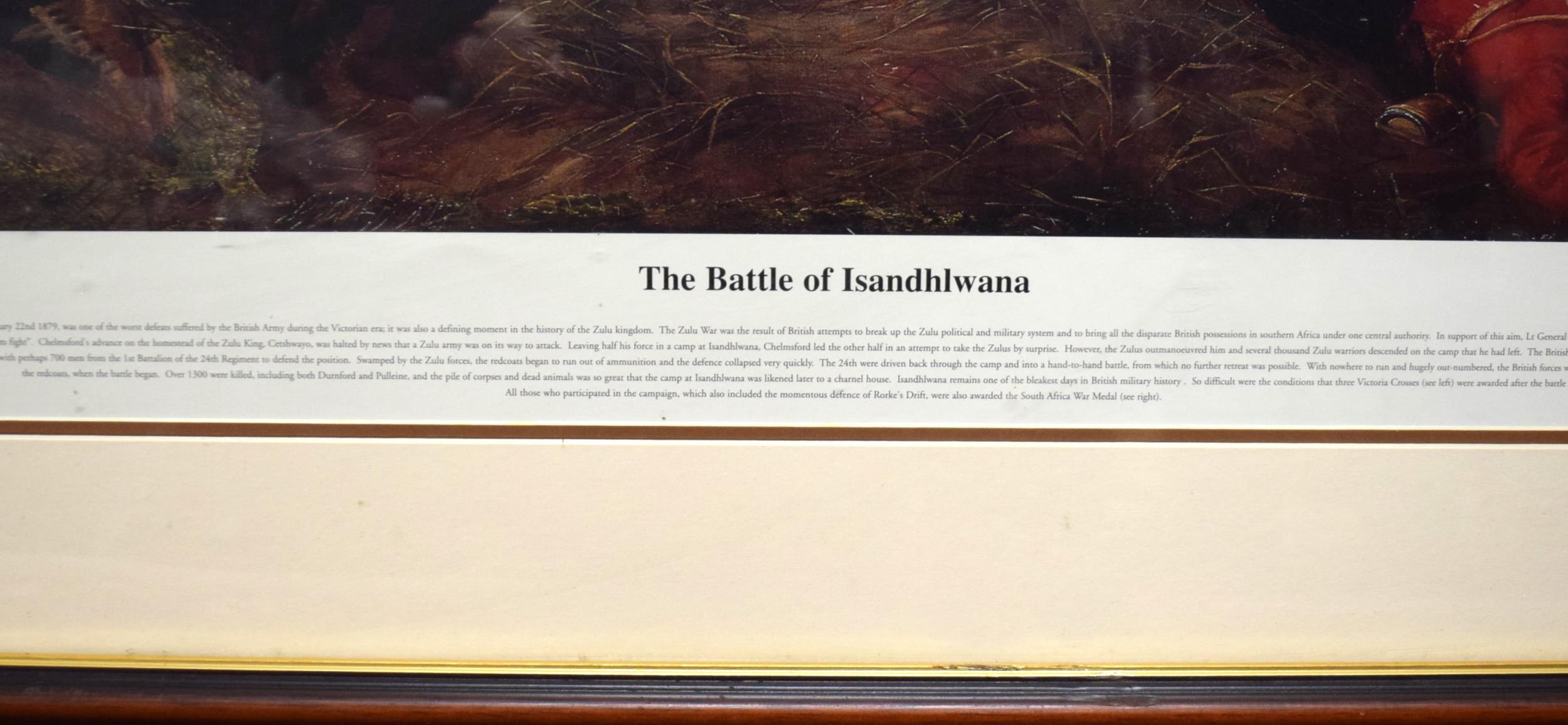 Large Framed Print 'The Battle of Isandlwana' 1879 Zulu War.  In impressive ornate Frame. Measures a - Image 2 of 2