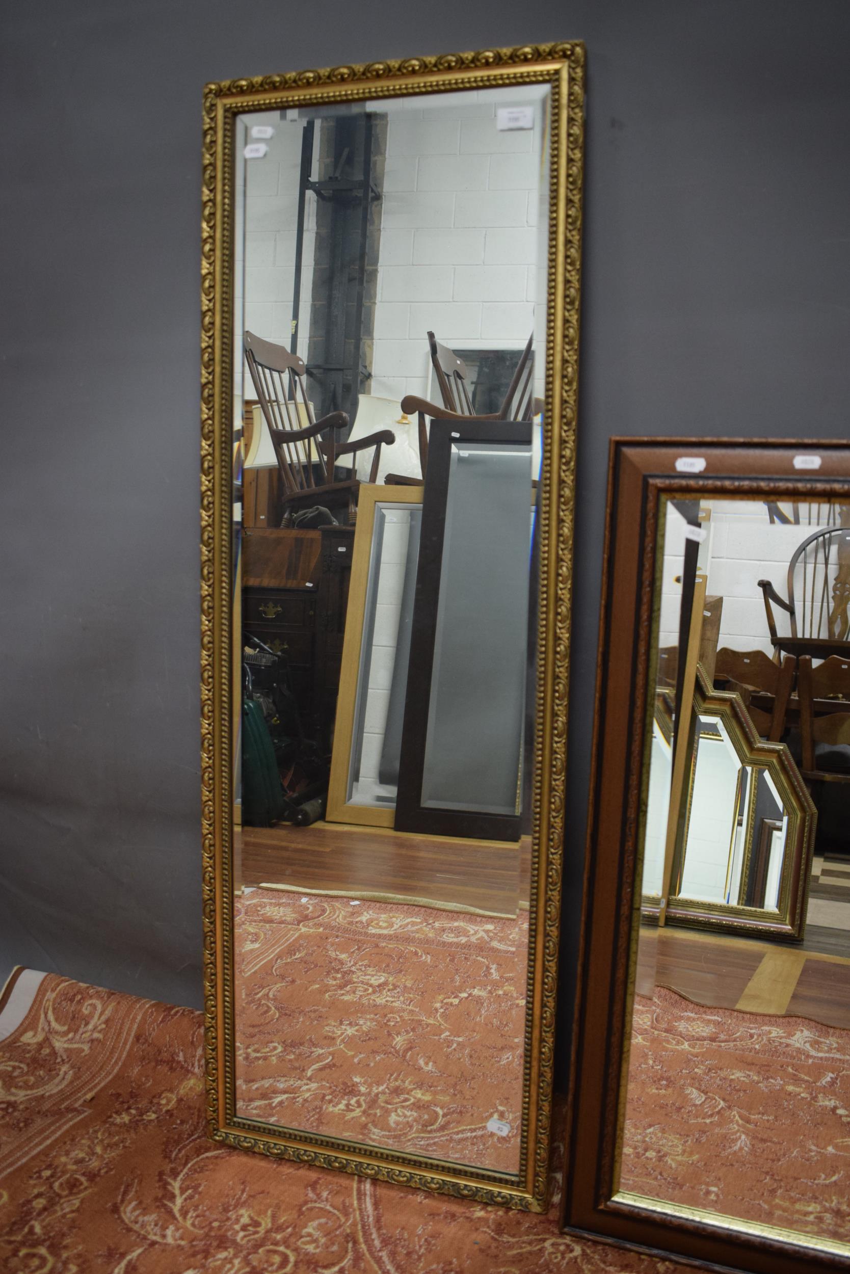 Two framed bevelled edged Mirrors, Largest 50 x 17 inches. See photos.  S2 - Image 2 of 2