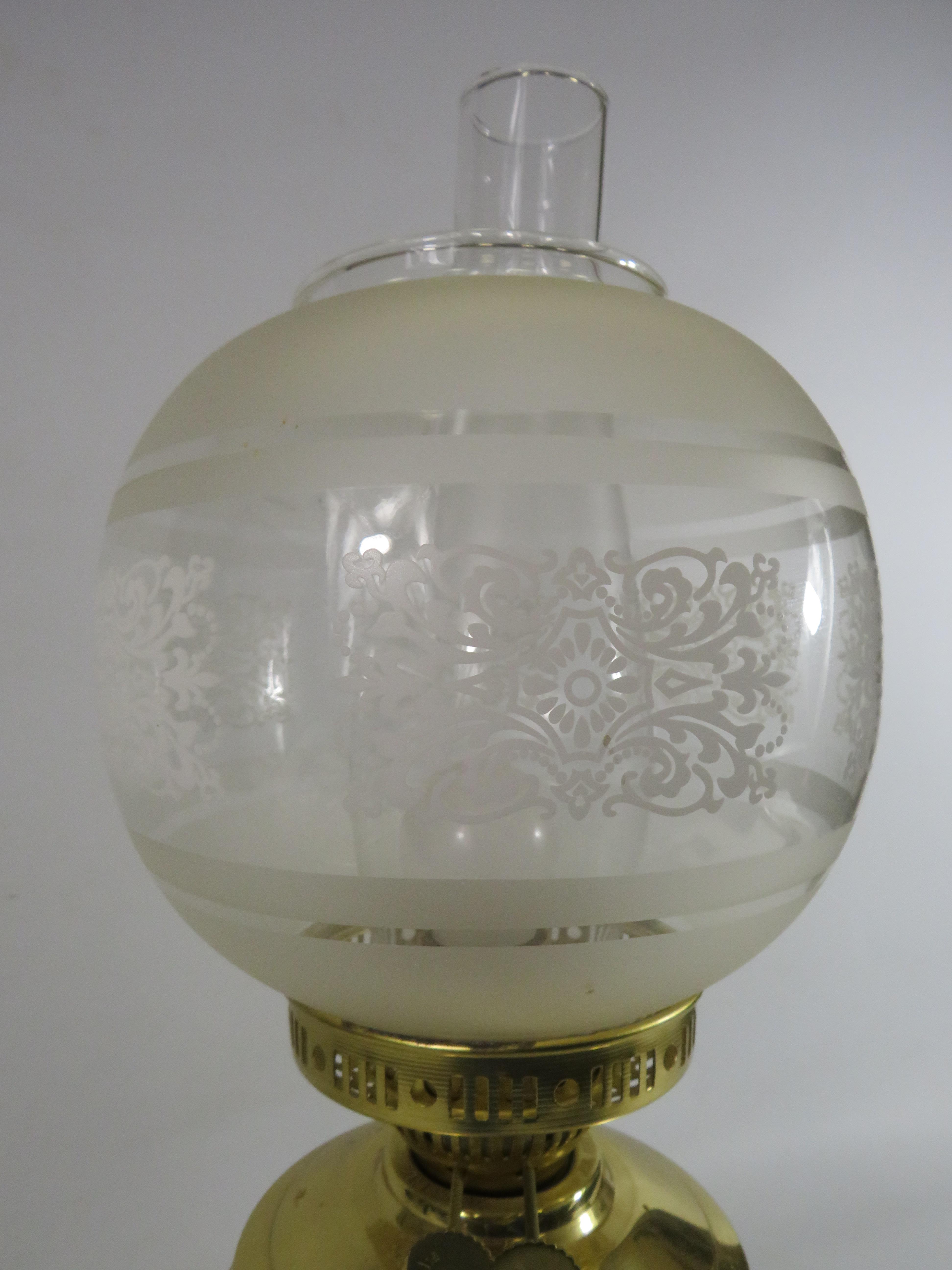 Nanticalia oil lamp converted to electric with globe shade. - Image 4 of 4