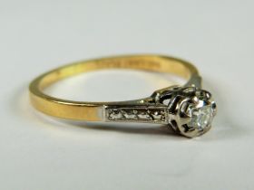 18ct Yellow Gold Ring set with a Solitaire Diamond of 3.4mm/ 0.15pts. Fingers size 'N-5' 2.2g