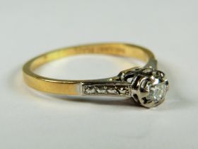 18ct Yellow Gold Ring set with a Solitaire Diamond of 3.4mm/ 0.15pts.   Fingers size 'N-5'   2.2g