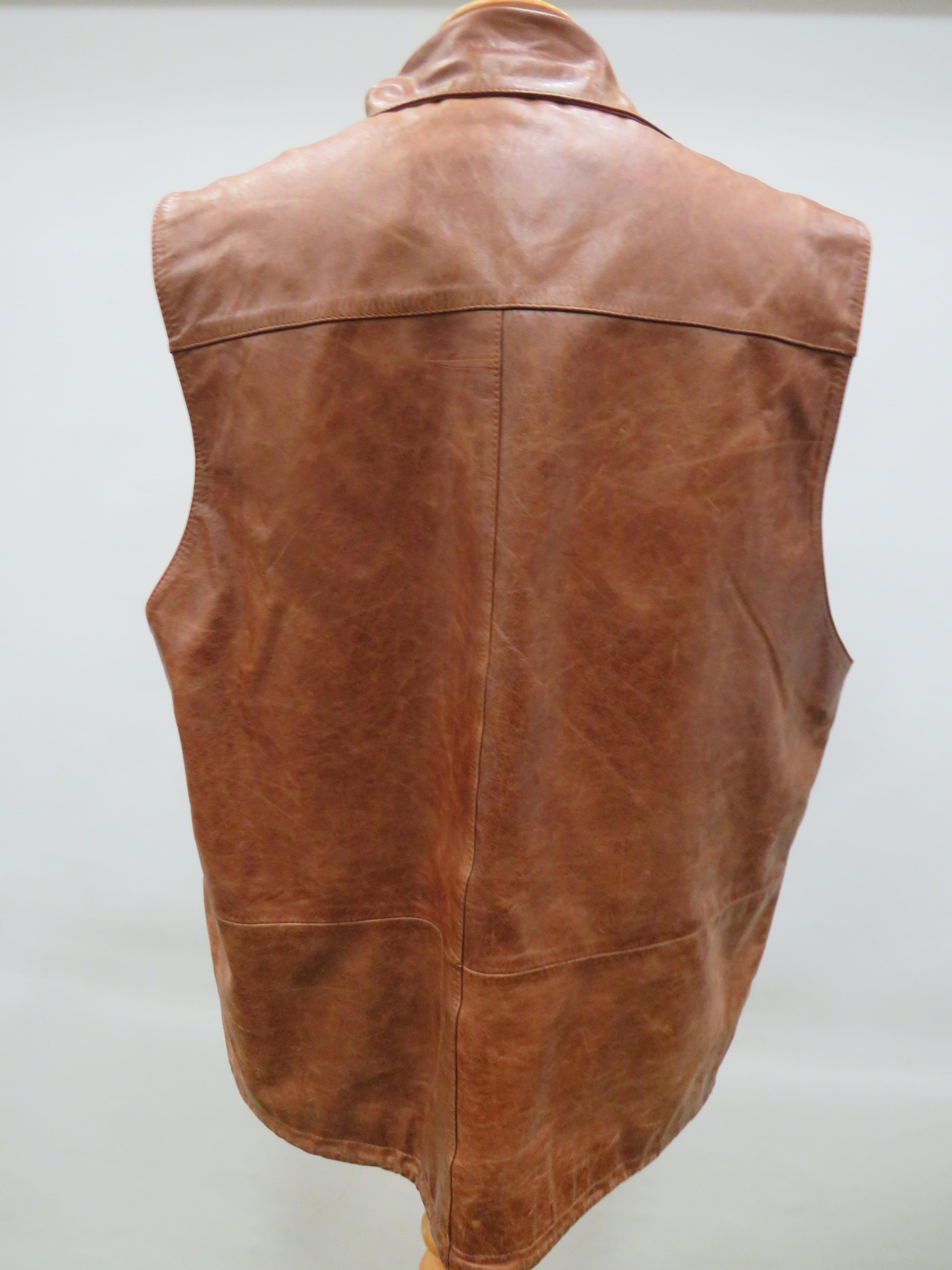 Brown Leather Jerkin by Fox Leather, UK Size Large plus a Soft Brown Leather Jacket to match UK size - Image 4 of 4