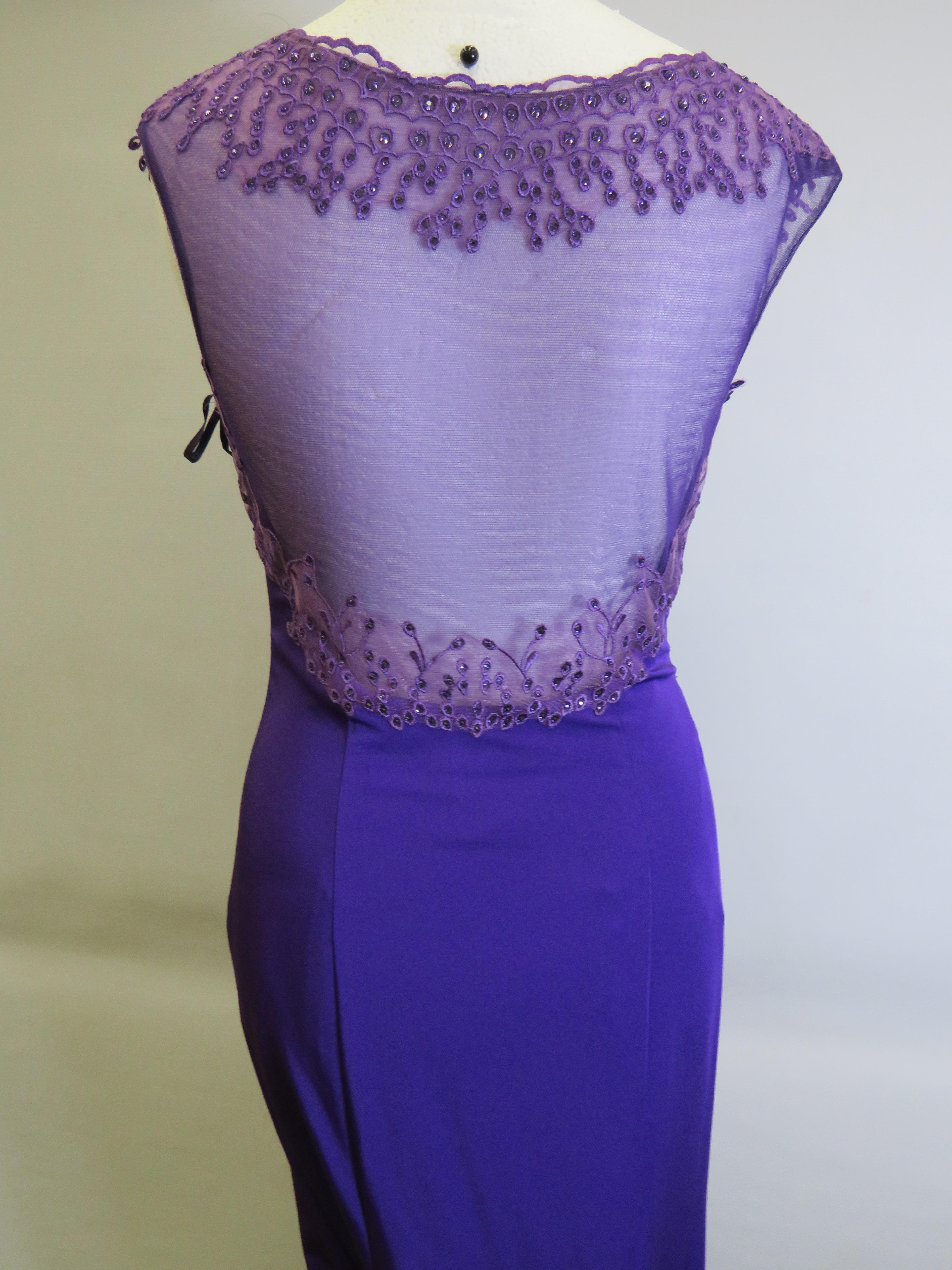 As New and unused Prom Dress or Ball Gown by Crystal Breeze in Purple. Side zip. UK size 14.  See ph - Image 4 of 6