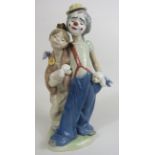 Lladro Clown and girl figurine model no 7686, 22.5cm tall with box.