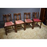 Four dining room chairs ideal for recover. Oak construction.  See photos.  S2