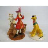 Disney Showcase Captain Hook and a Royal Doulton Pluto figurine (Captain Hook has had a repair to
