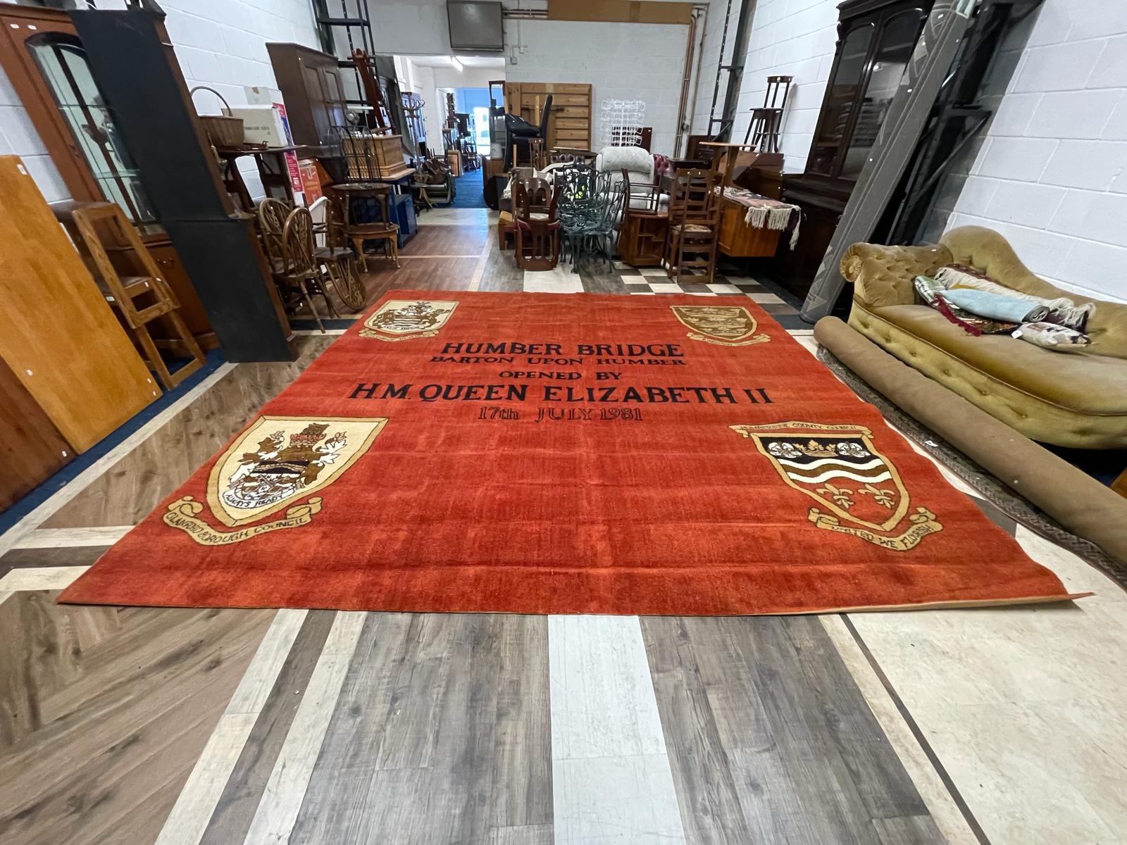 Large ceremonial carpet used by Her Majesty the Queen on the opening of the Humber Bridge. - Image 5 of 8