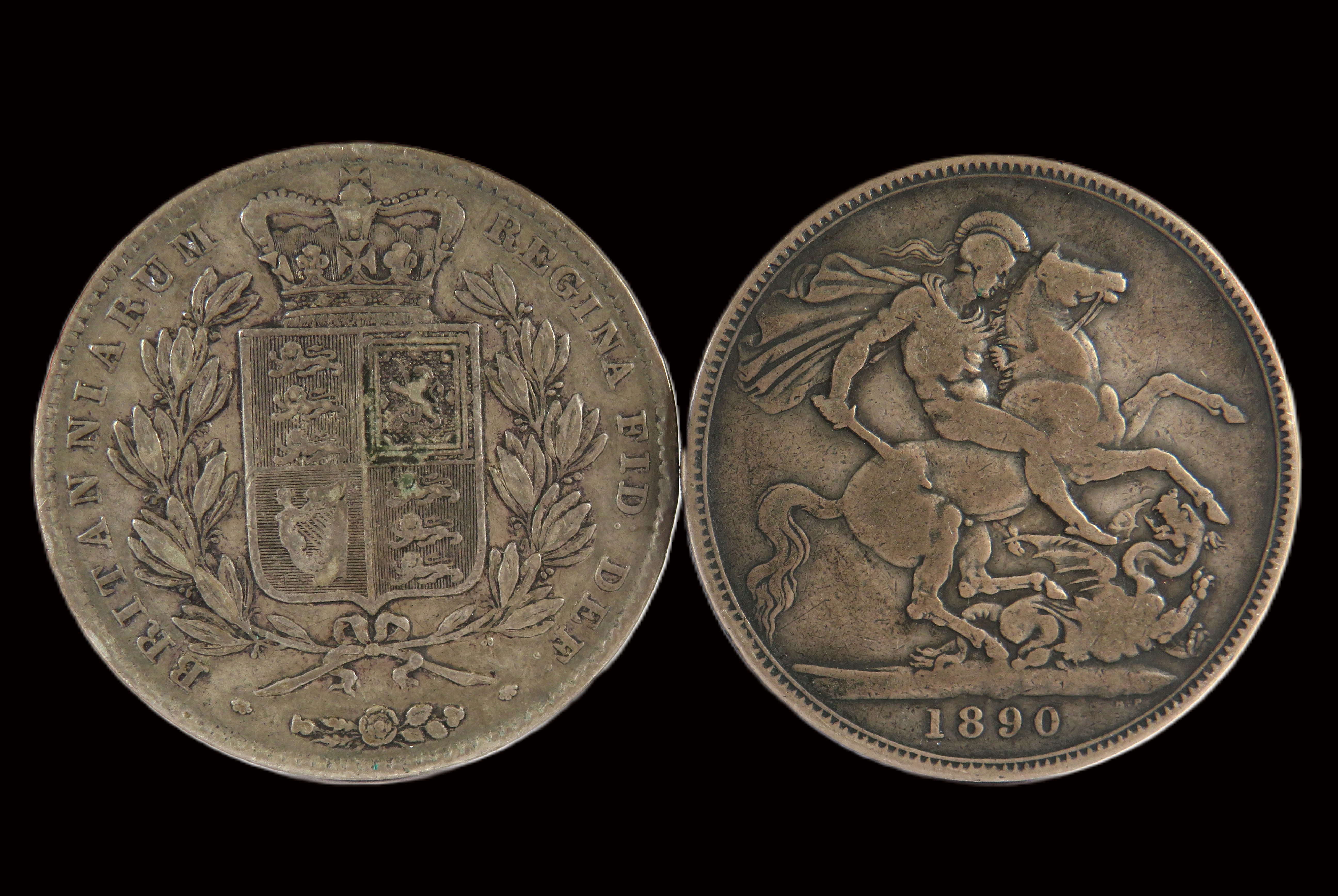 Two Victorian Coins.   1890 Victorian Crown plus a 1844 Victorian Young Head Silver Crown.  - Image 2 of 2