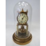 Gustav Becker Brass based Anniversary Clock under a Glass dome. Running order but no key present.