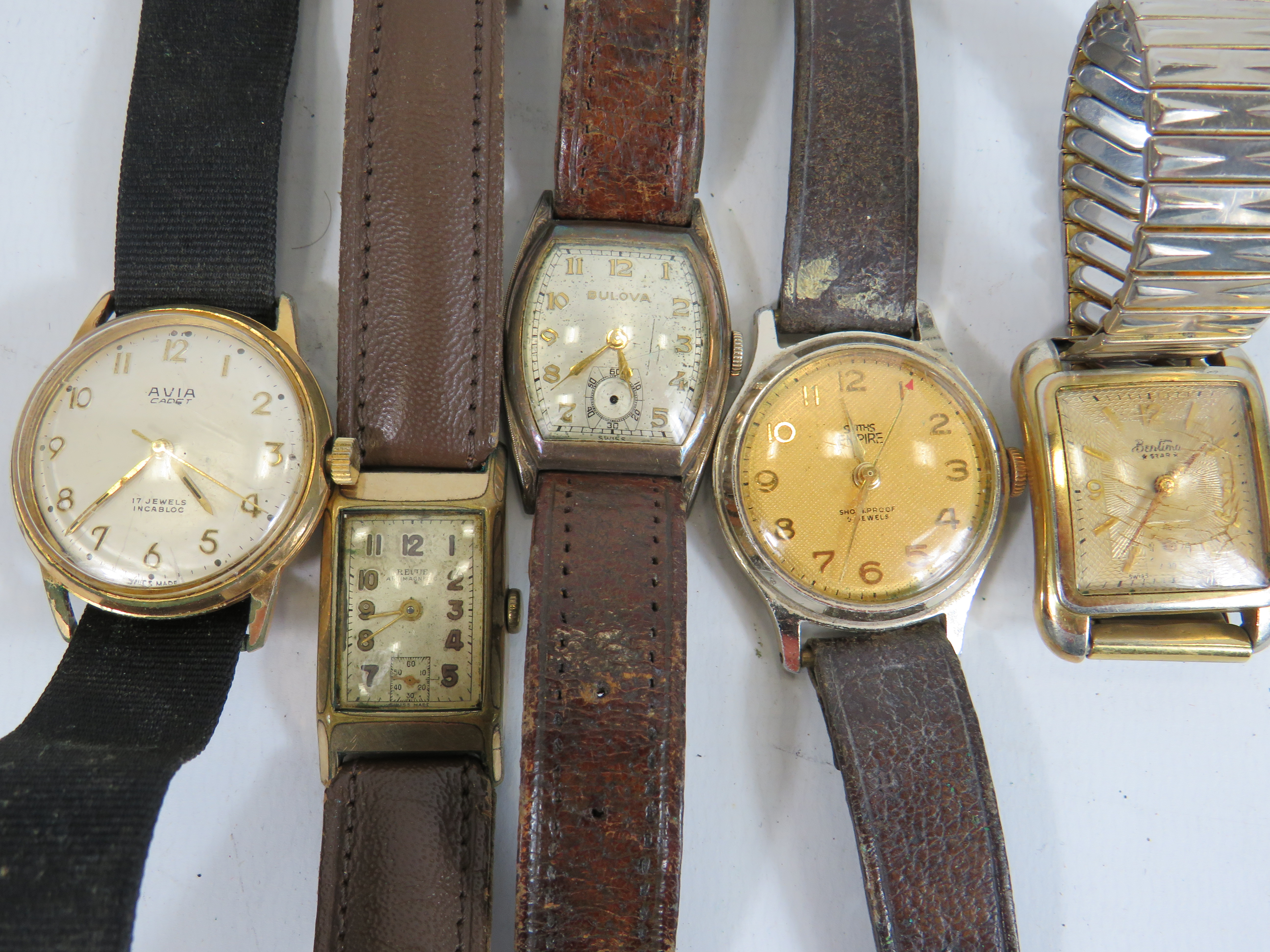 Gents Vintage Gold Tone Wristwatches Hand-wind Inc. BULOVA Etc. x 5      2114764