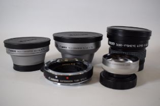 Selection of Canon extention Tubes, Converters. Fish eye lens plus Panasonic tele conversion lens. S