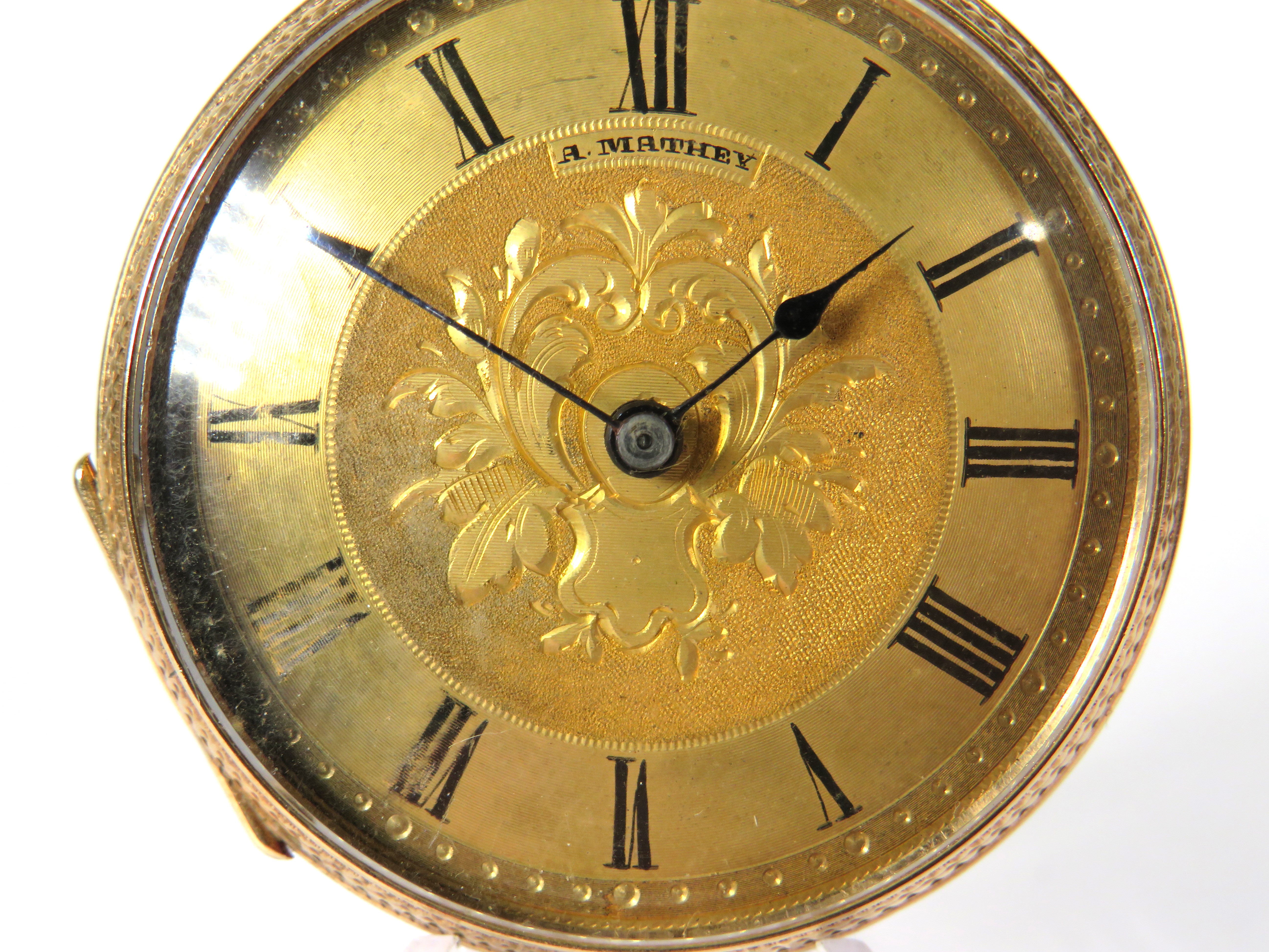 14ct Yellow Gold Bodied Pocket watch with Gold tone back and front. Comes with two keys, intermitten - Bild 2 aus 6