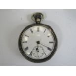 .935 Silver Gents Vintage Open Face Pocket Watch Hand-wind WORKING      406375