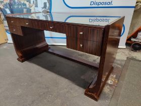 A Fine Late Art Deco Style Ebony De Macassar Buffet The Central Frieze With A Long Drawer Flanked