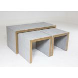 Holborn Nest of Tables A Set Of 3 Tables Covered In Faux Shagreen With Brass Finish Accents. This