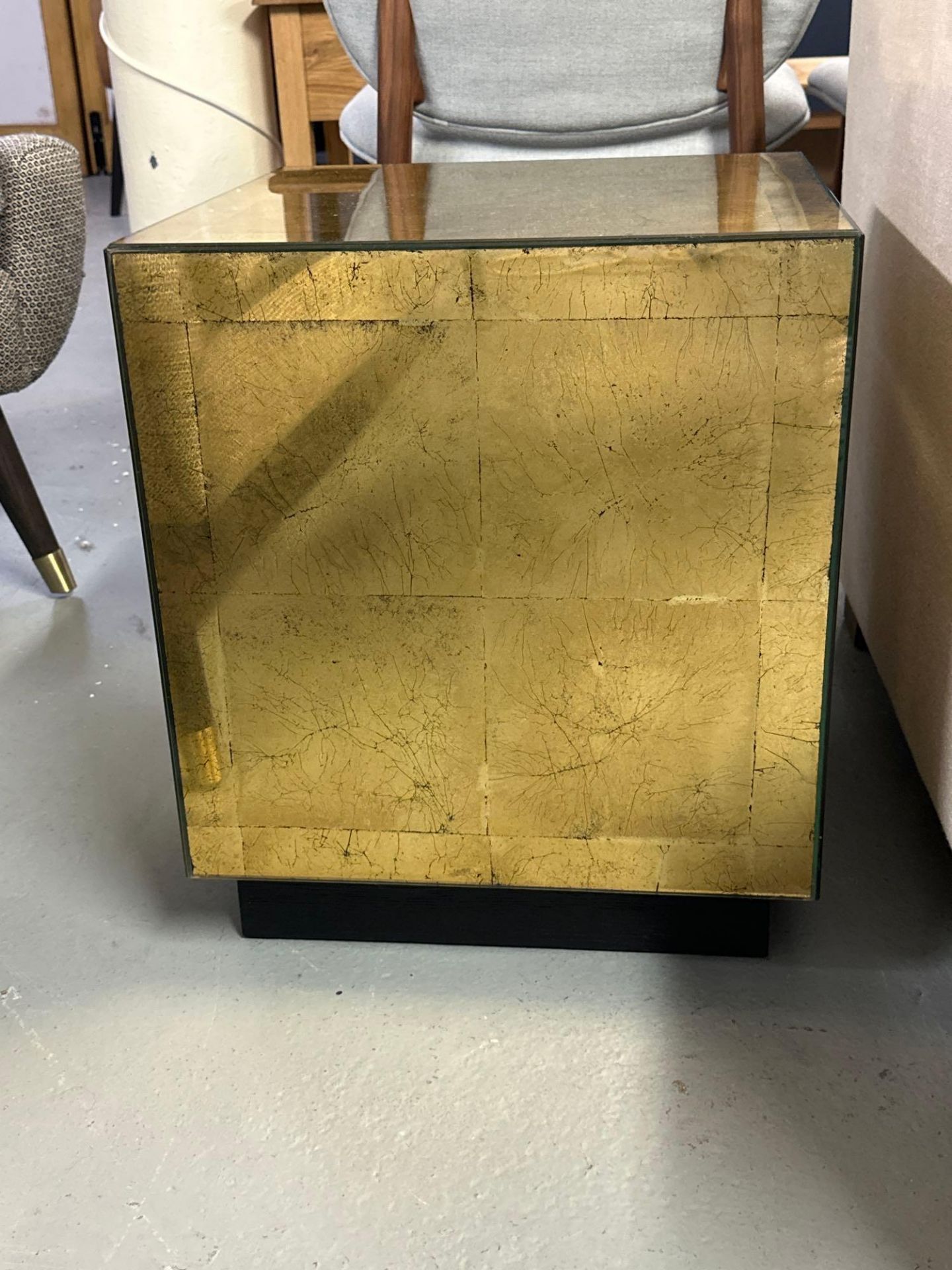 Gatsby Side Table- The Cubic Form Is Set Off By The Hand Applied Gilt Leaf Under The All Over - Image 4 of 4