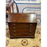 A George III Mahogany Fall Front Bureau With Fitted Interior And Four Graduating Drawers With