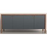 The Carl sideboard has a black American Walnut Carrara marble effect white ceramic top and