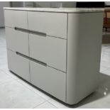 Florence 6 Drawer Bedroom Chest With Italian Carrara Marble Top Sample Product 120 x 45 x 75cm