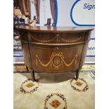 A George III Neoclassical Style Mahogany And Inlaid Demi-Lune Commode By Francesco Molon, Italy. The