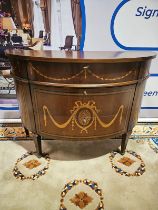 A George III Neoclassical Style Mahogany And Inlaid Demi-Lune Commode By Francesco Molon, Italy. The